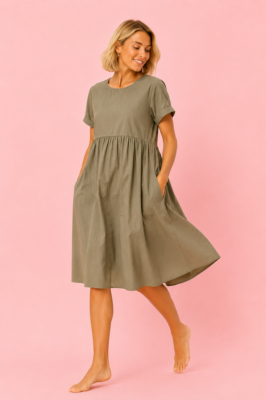 VESTIDO LEONOR VERDE KAKI