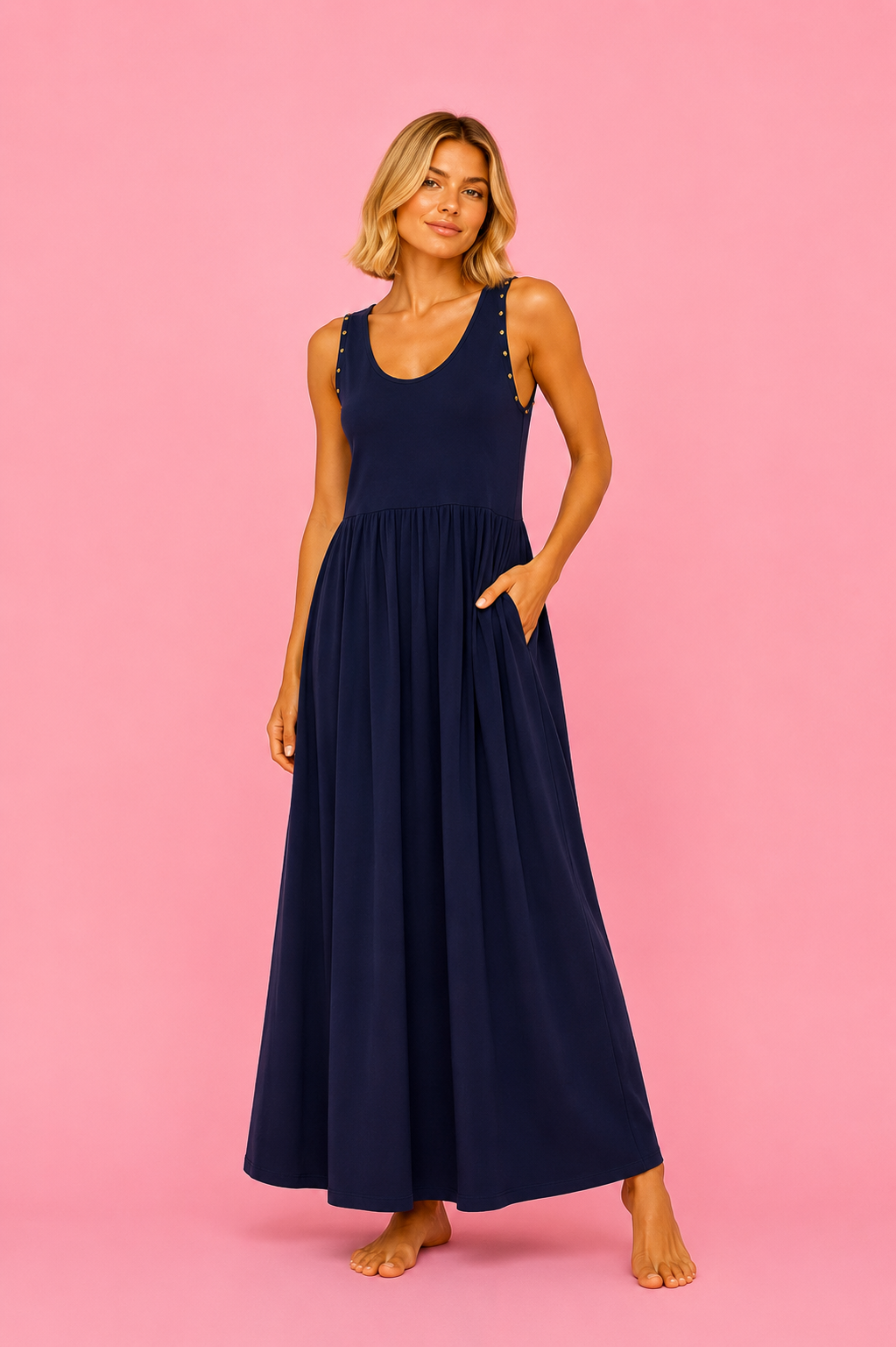 VESTIDO TACHAS MARINO
