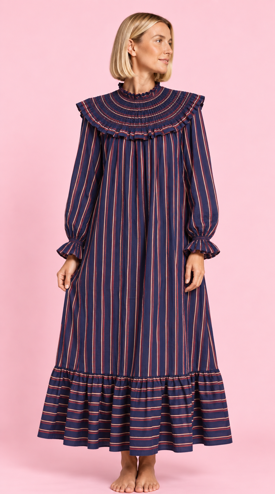 VESTIDO AMARETO RAYAS MARINO
