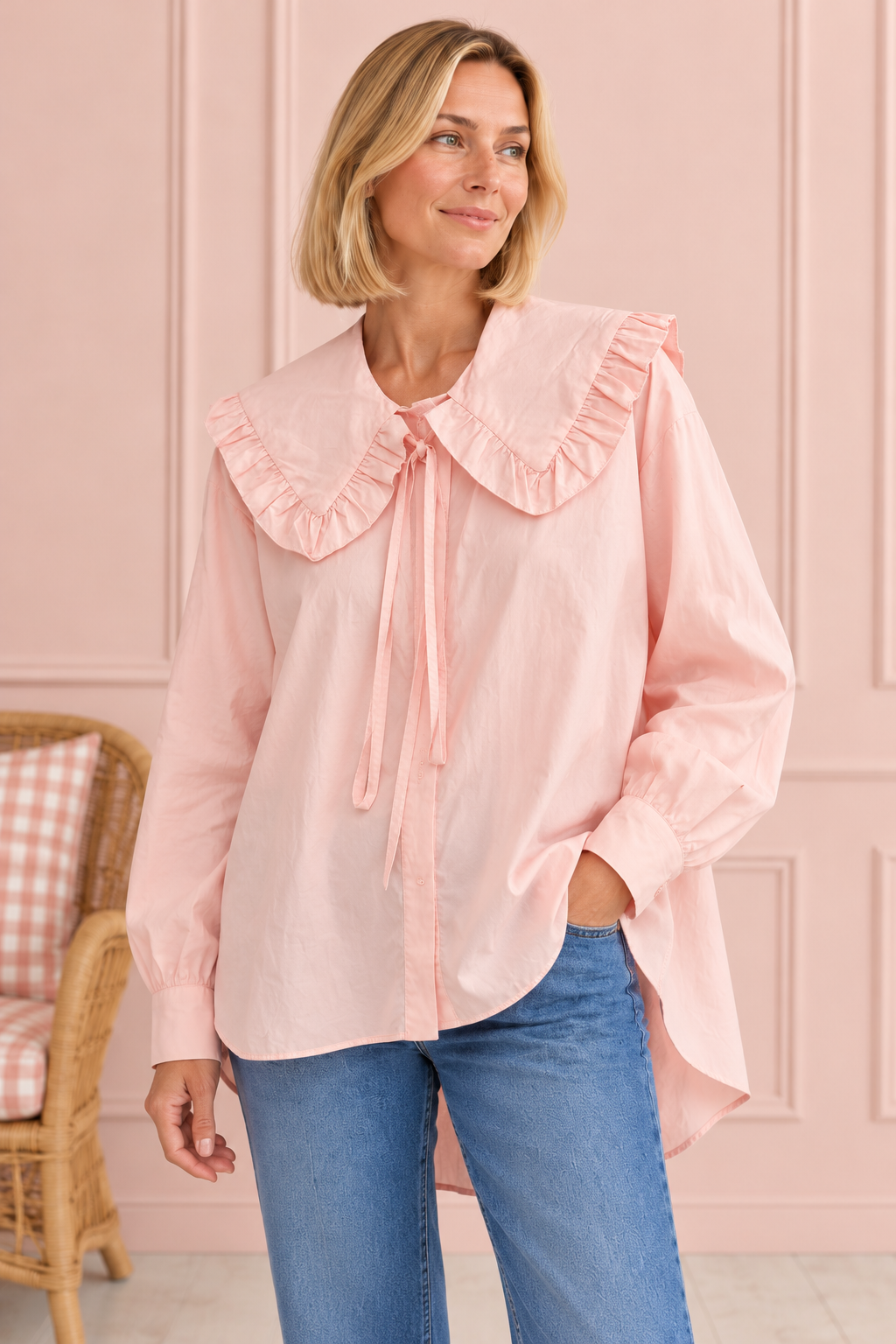 CAMISA CUELLO BABY ROSA