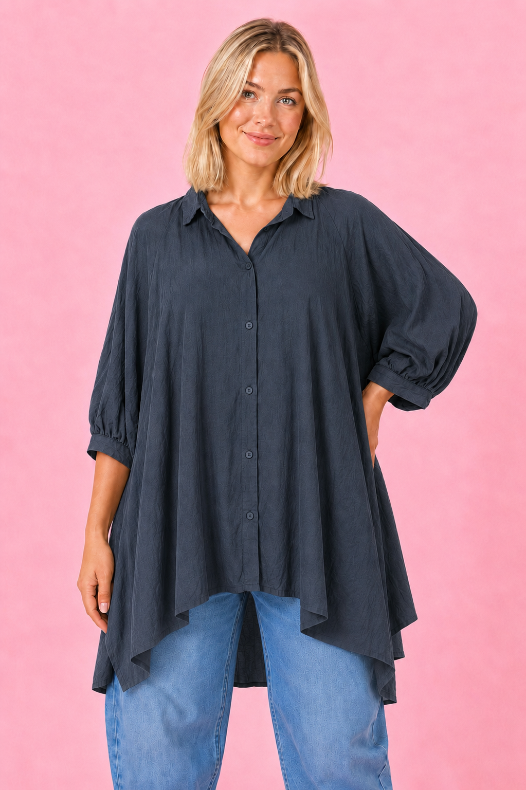 MAXIBLUSA ALGODÓN MARINO
