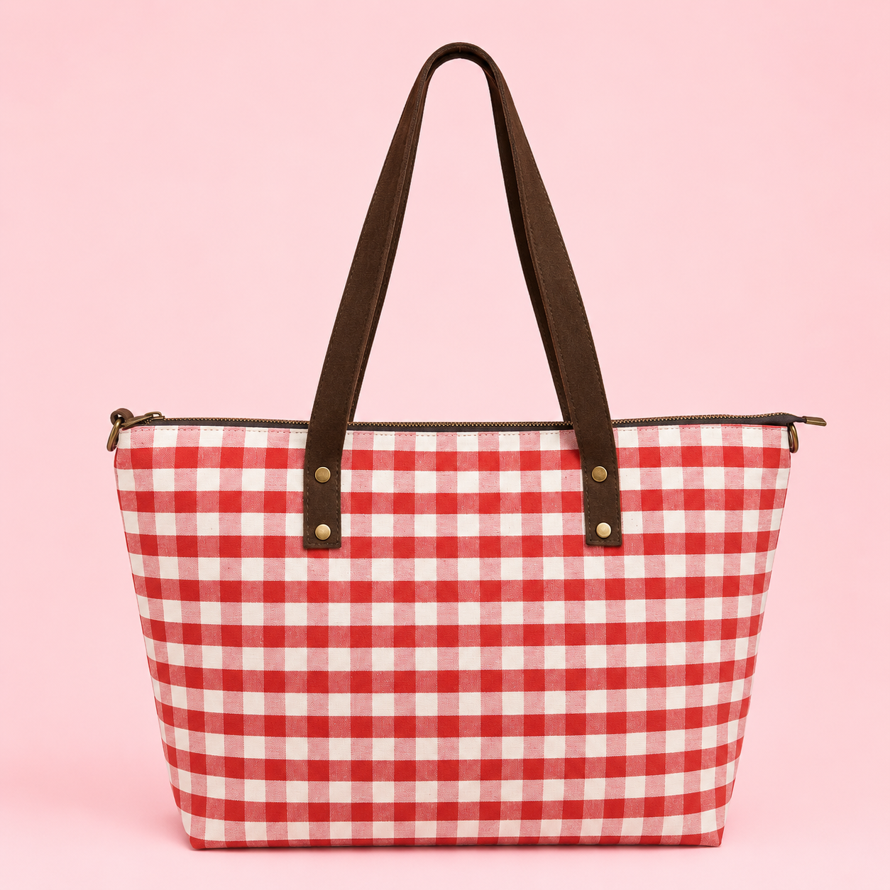 BOLSO VICHY PIEL ROJO