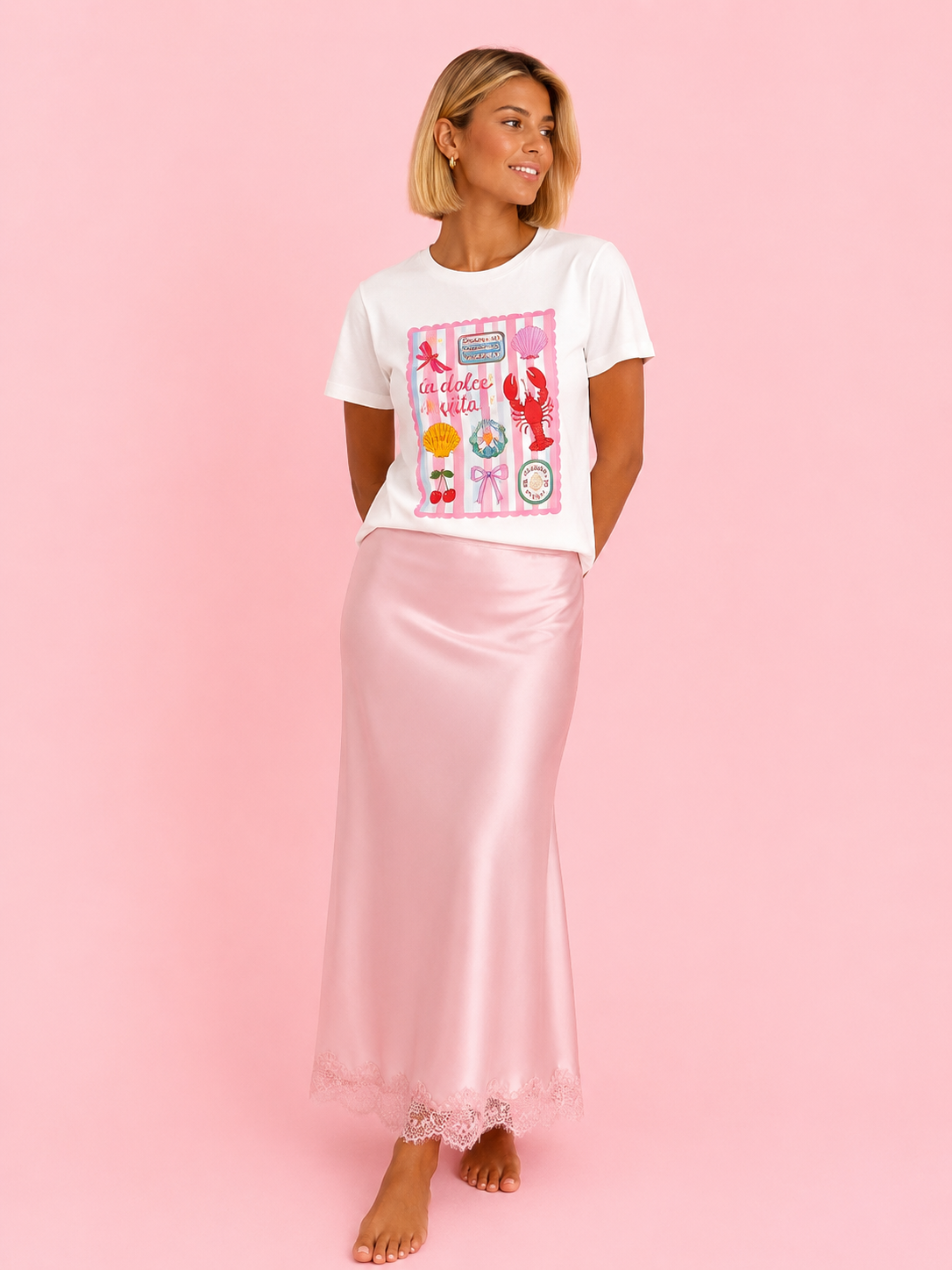 FALDA SATINADA PASTEL ROSE