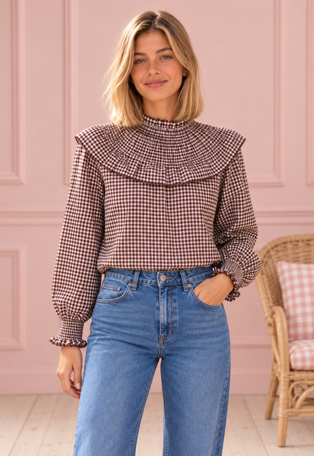 BLUSA MARIE VICHY BROWN