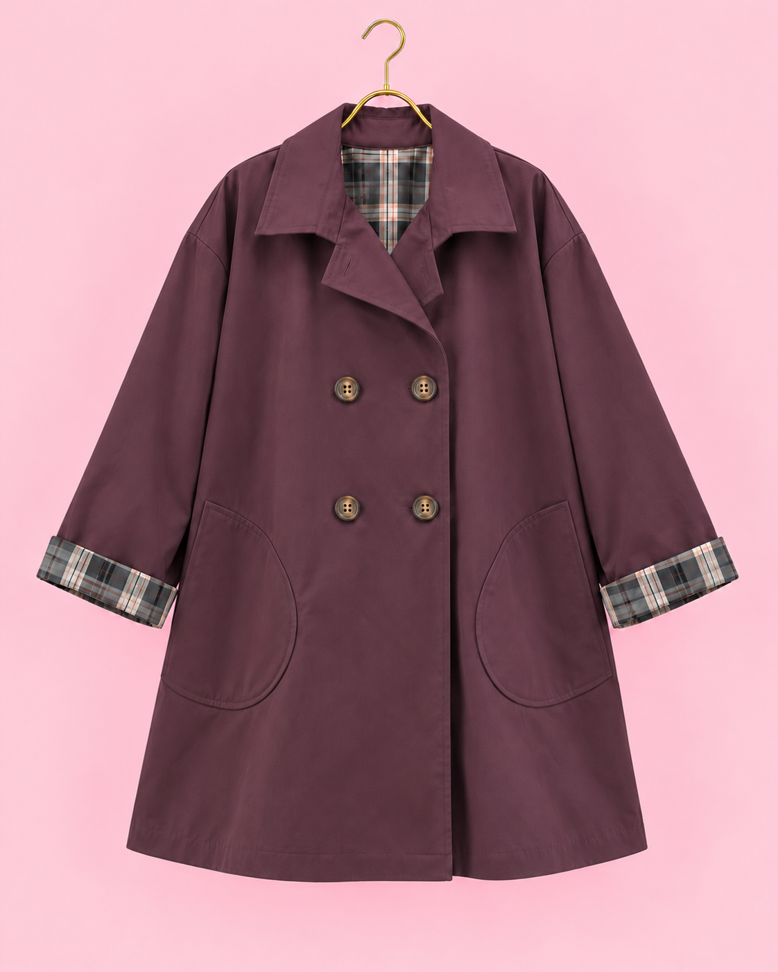 GABARDINA TARTAN BERENJENA