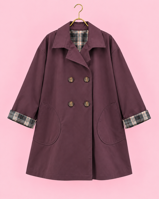 GABARDINA TARTAN BERENJENA