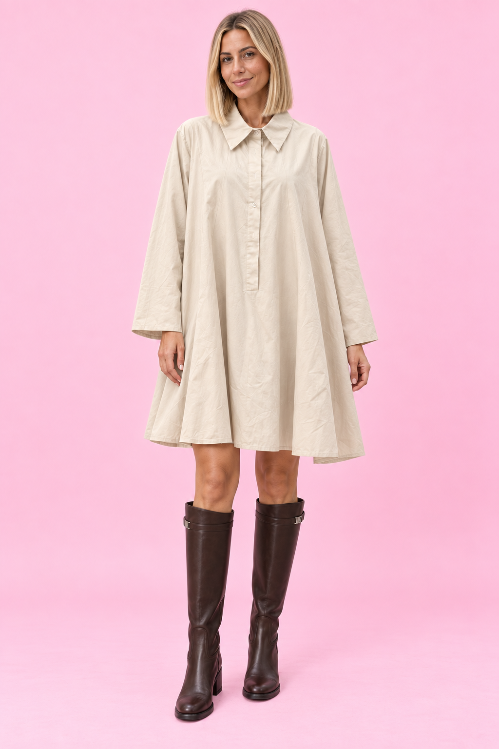 VESTIDO POPELIN TOSTADO