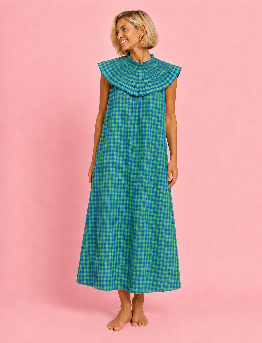 VESTIDO AMARETO VICHY BLUE