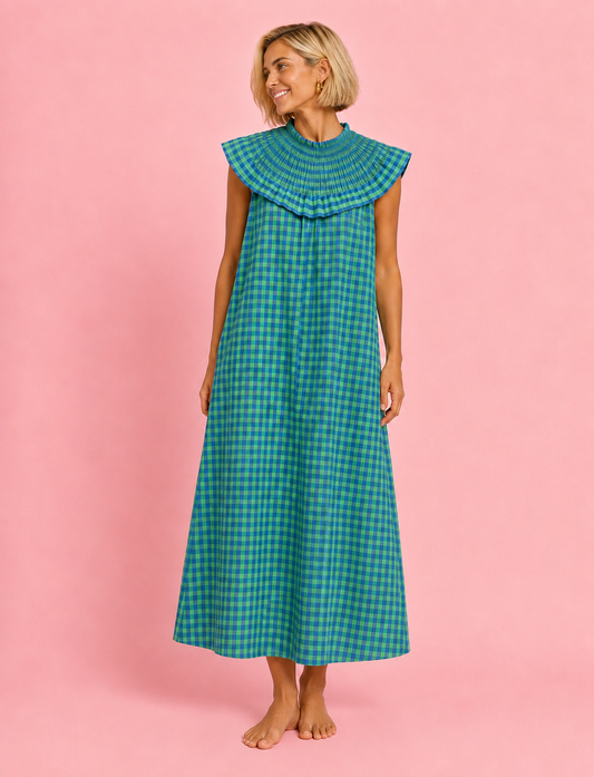 VESTIDO AMARETO VICHY BLUE