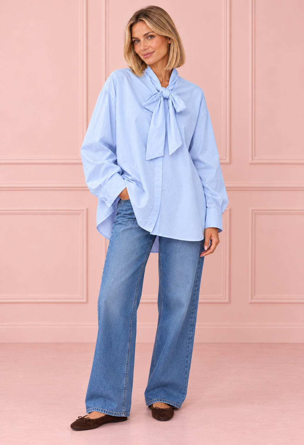 CAMISA LAZO CELESTE