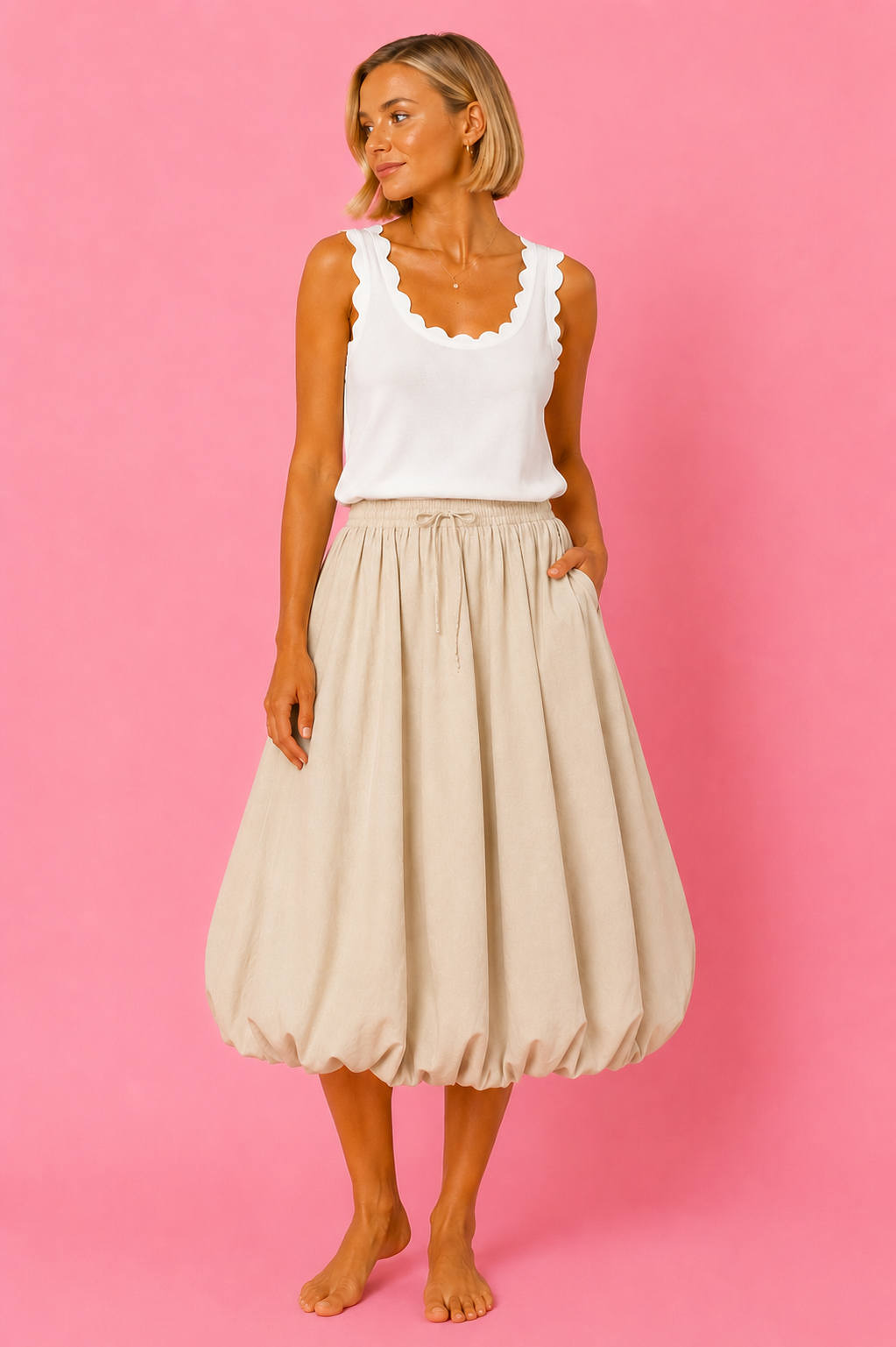 FALDA GLOBO BEIGE