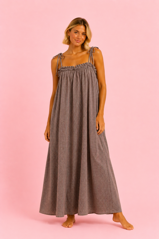 VESTIDO VICHY NATURE BROWN