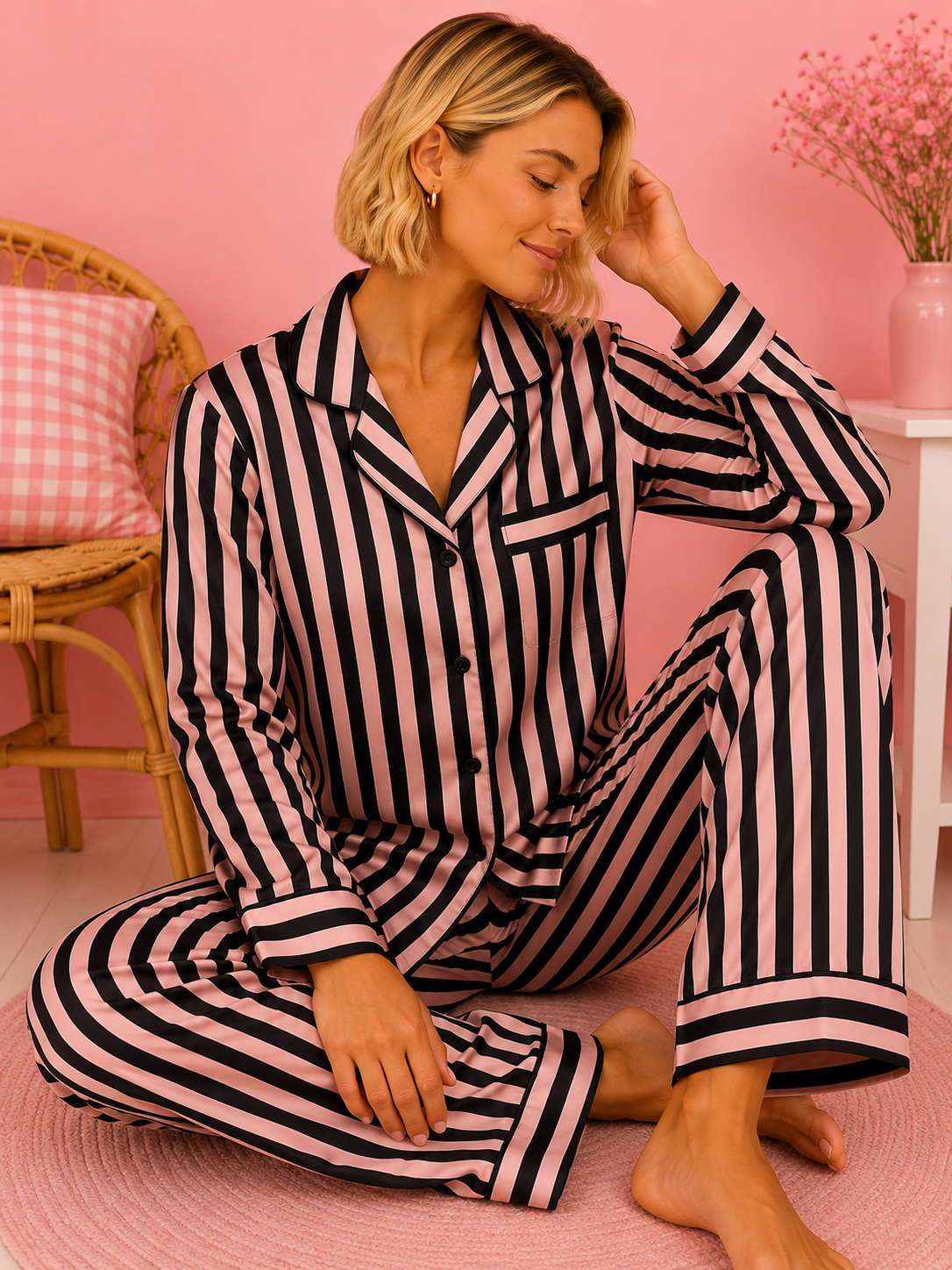 PIJAMA SATEN 1213 NEGRO