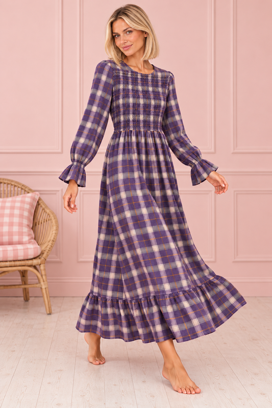 VESTIDO MERCEDES BERENJENA