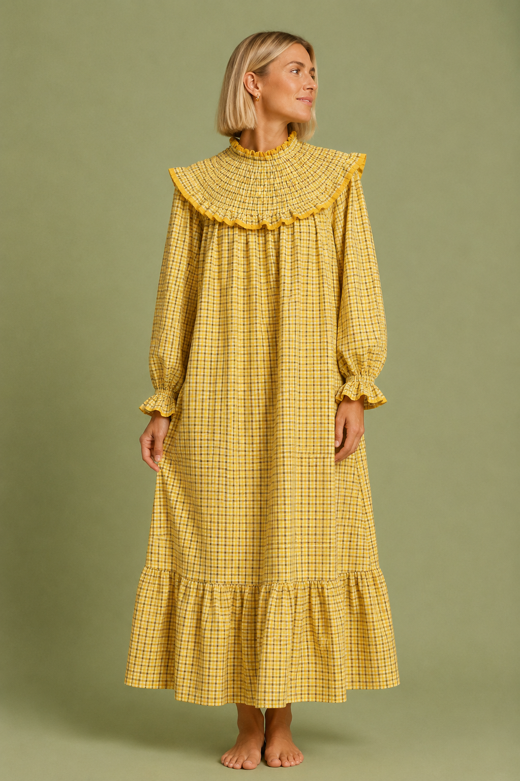 VESTIDO AMARETO VICHY MIEL