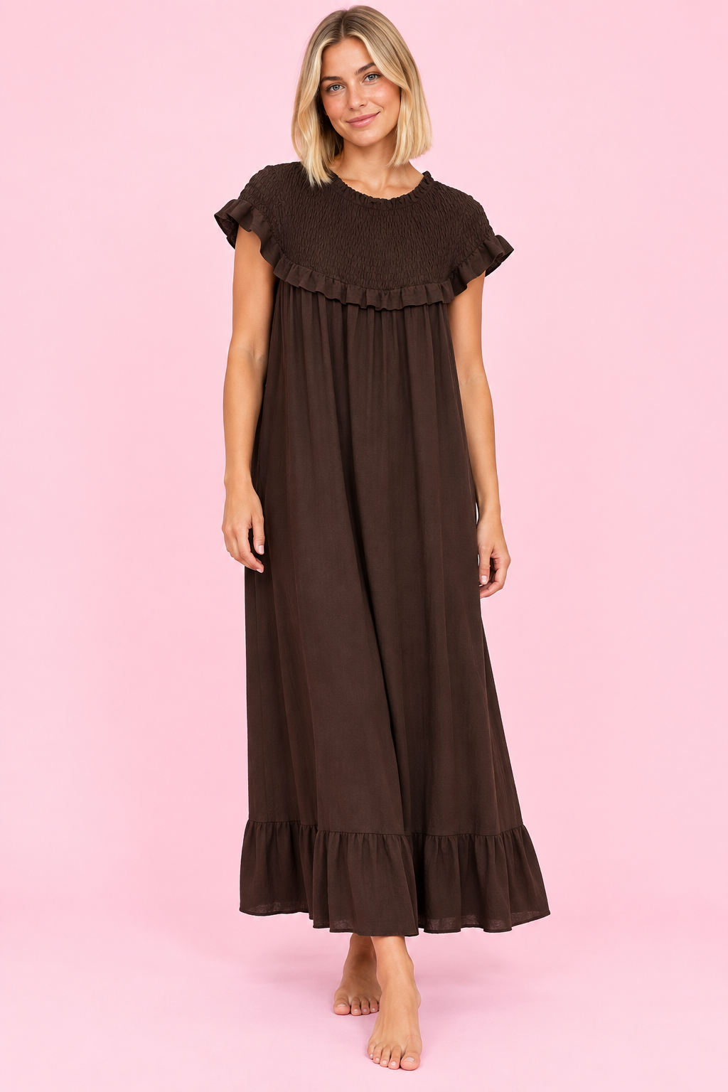VESTIDO AMARETO LISO BROWN
