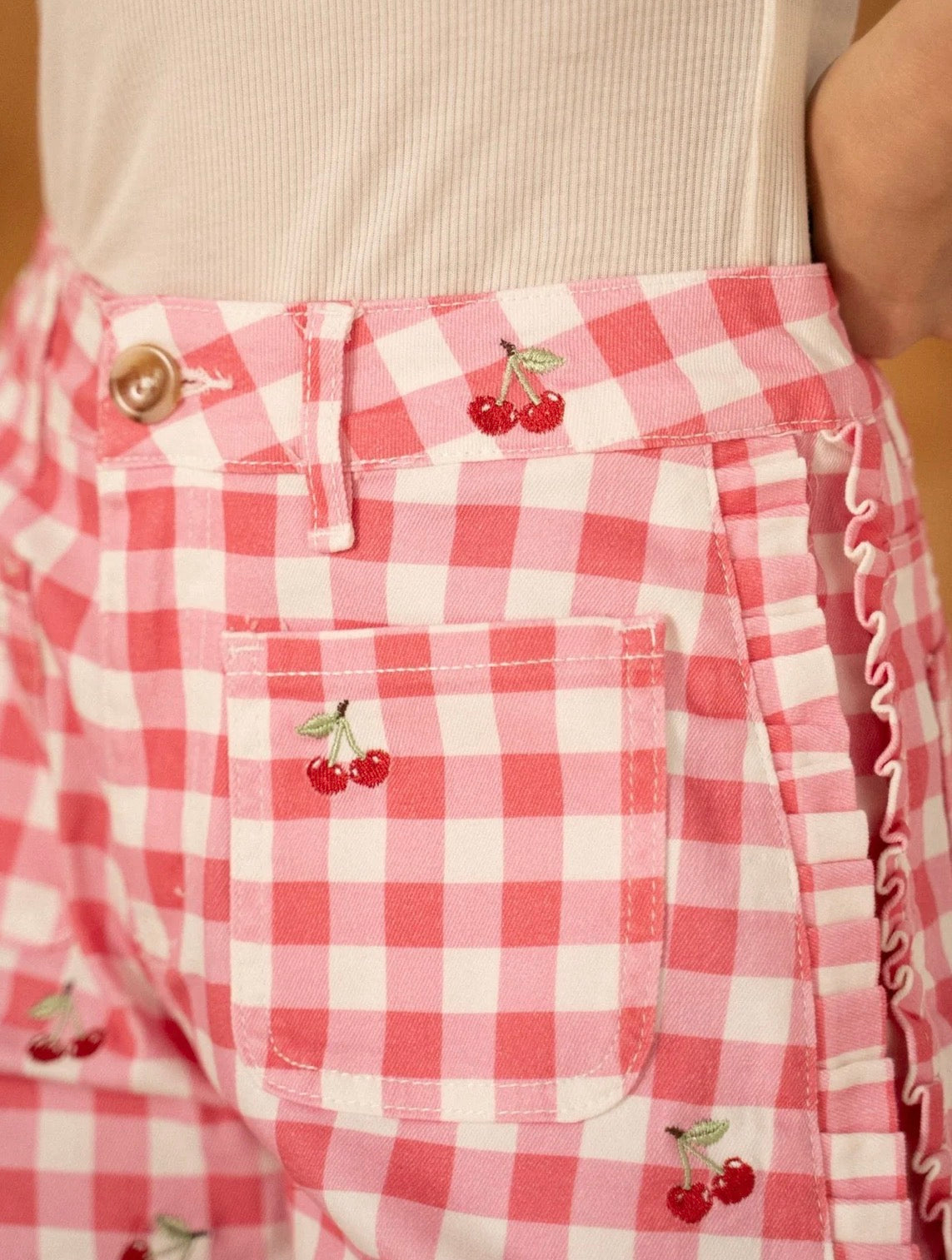 SHORT VICHY CHERRY PINK