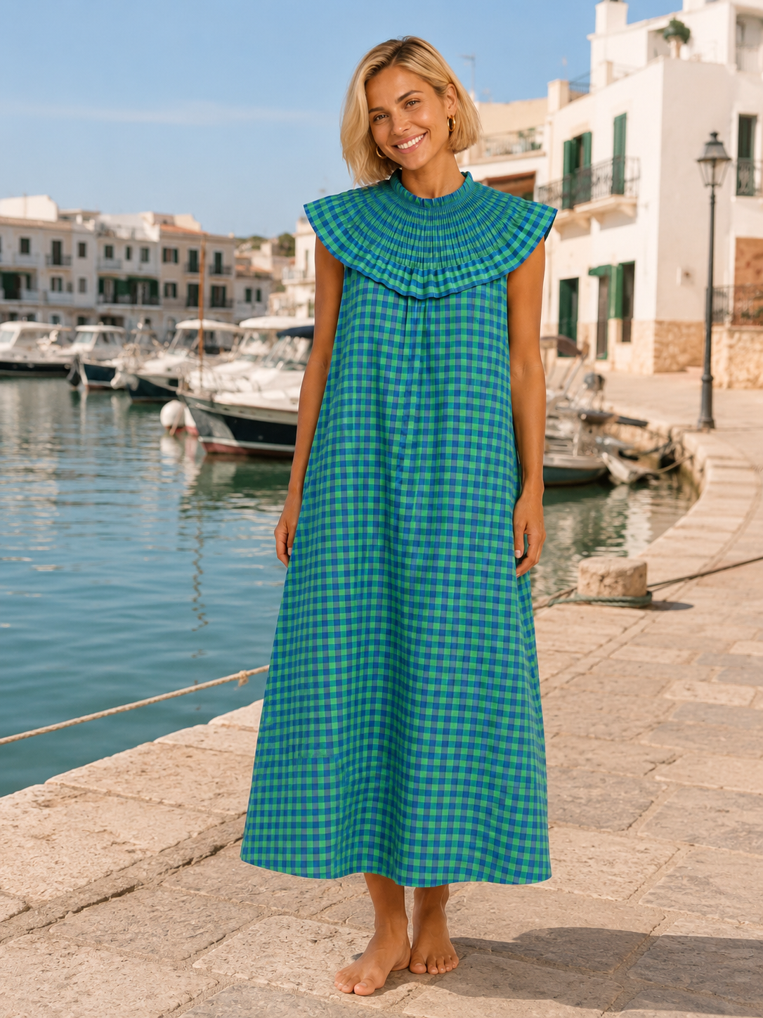 VESTIDO AMARETO VICHY BLUE