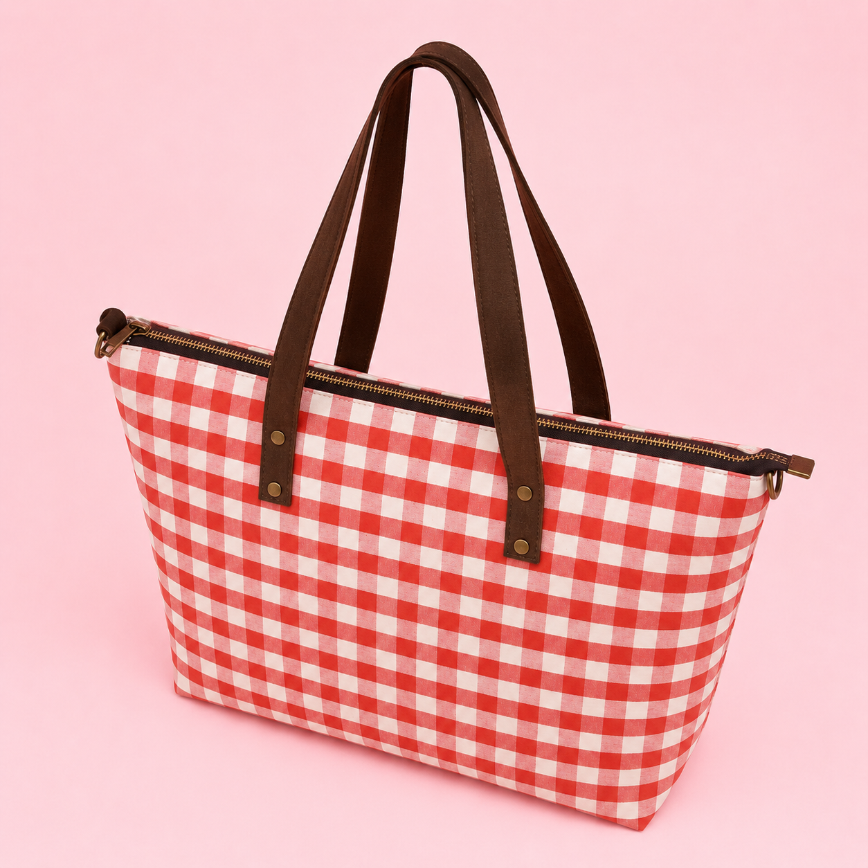 BOLSO VICHY PIEL ROJO