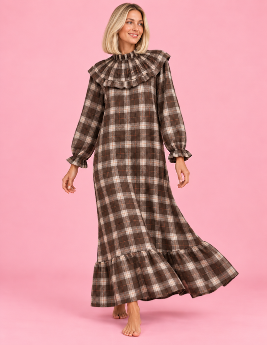 VESTIDO AMARETO TARTAN BROWN