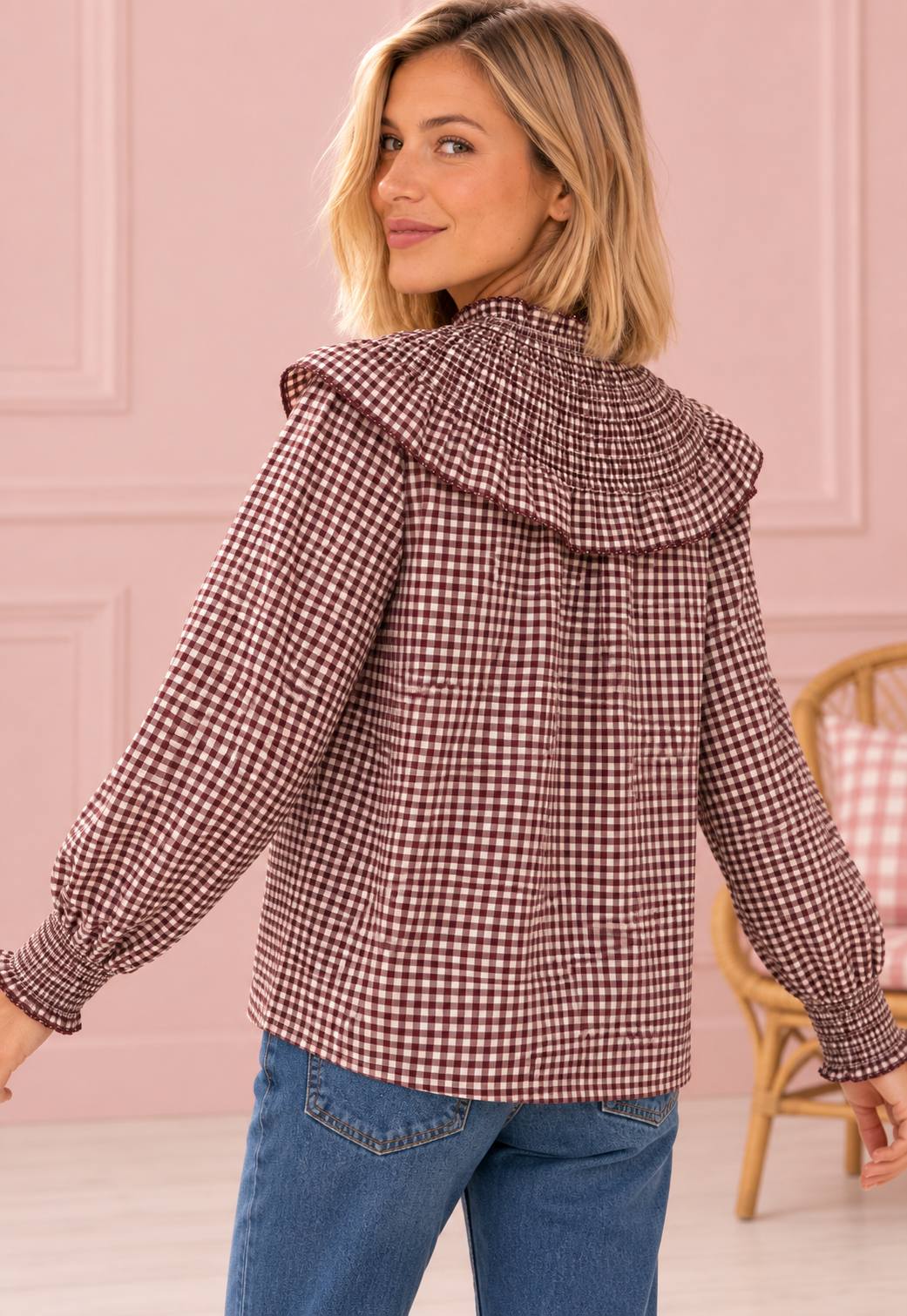 BLUSA MARIE VICHY BURDEOS