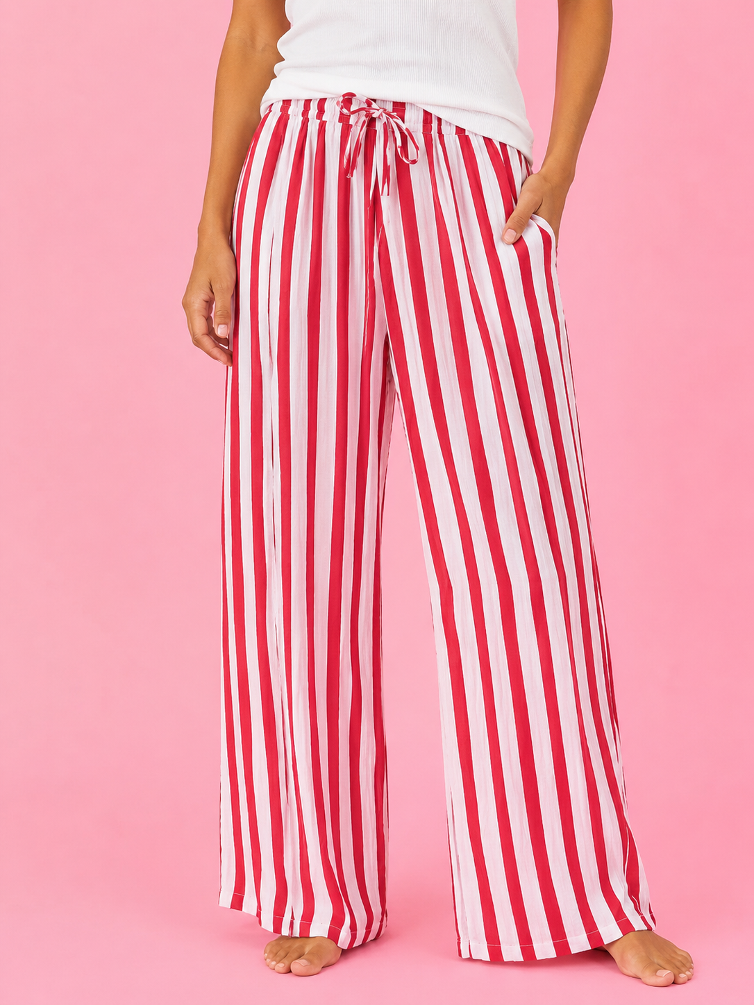 PANTALON BOOMER RED&WHITE