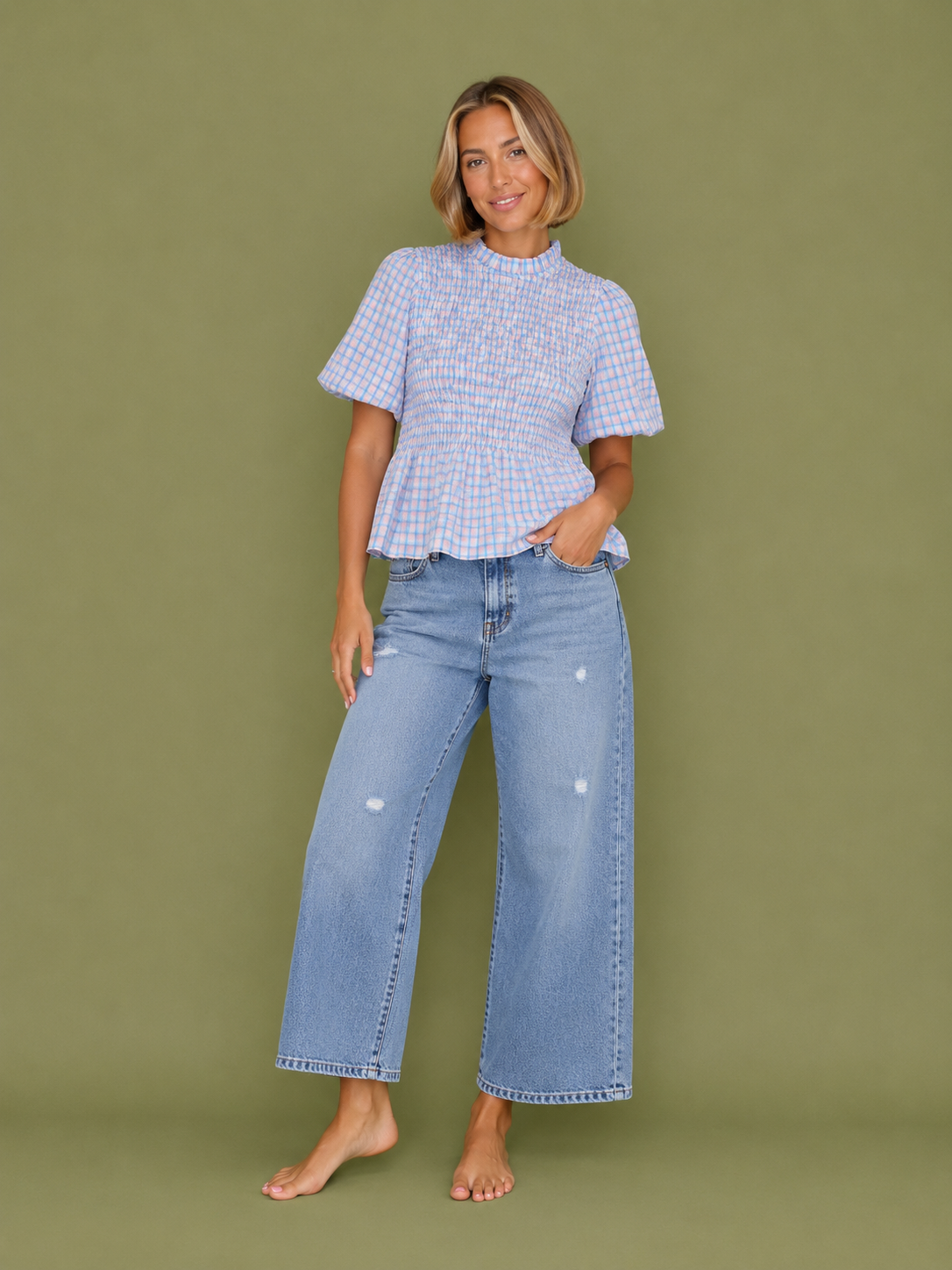 BLUSA MARITA VICHY BLUE&PINK