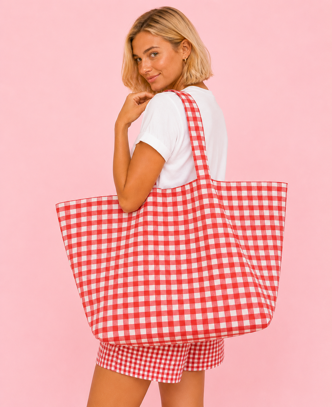 TOTE BAG VICHY ROJO