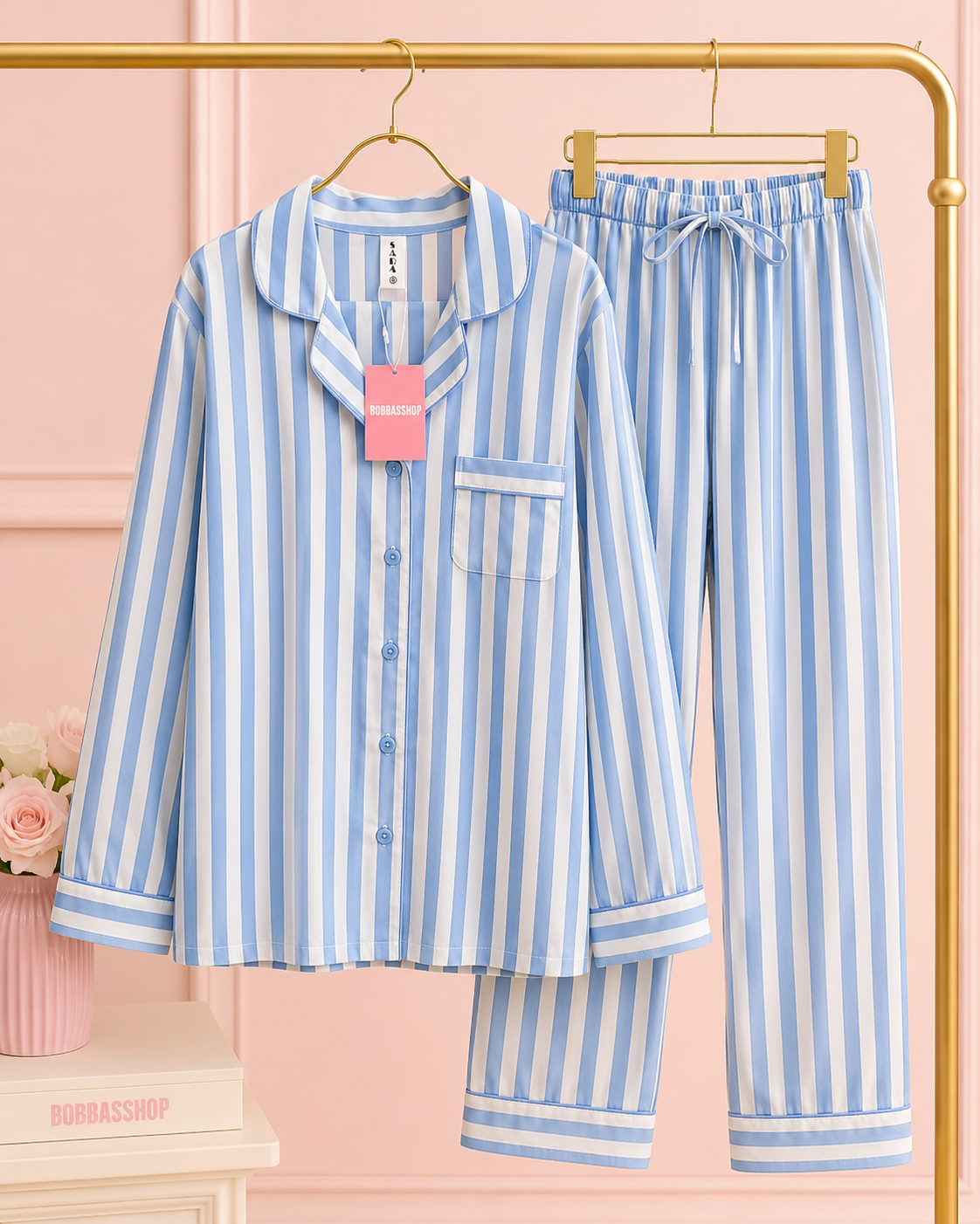 PIJAMA SATEN 1213 CELESTE