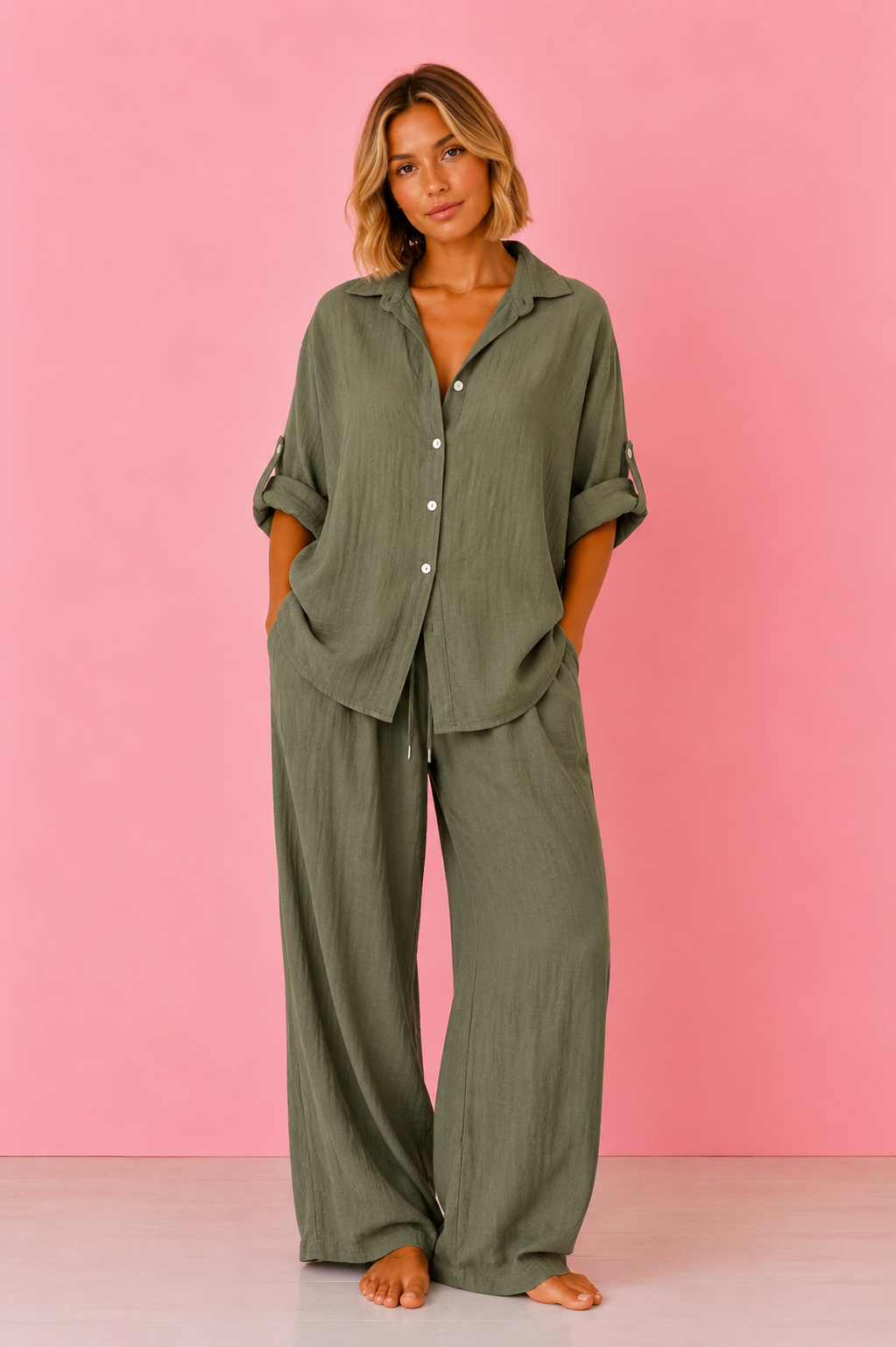 CONJUNTO LINO VERDE MILITAR