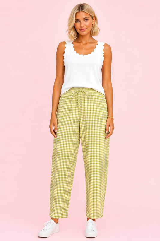 PANTALON BALLON VICHY OLIVA