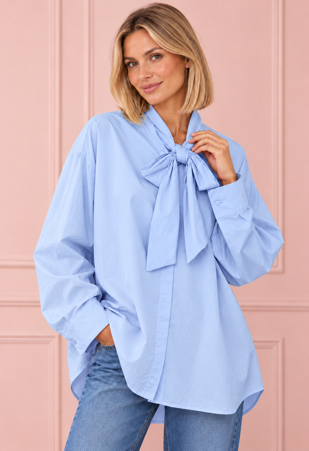 CAMISA LAZO CELESTE