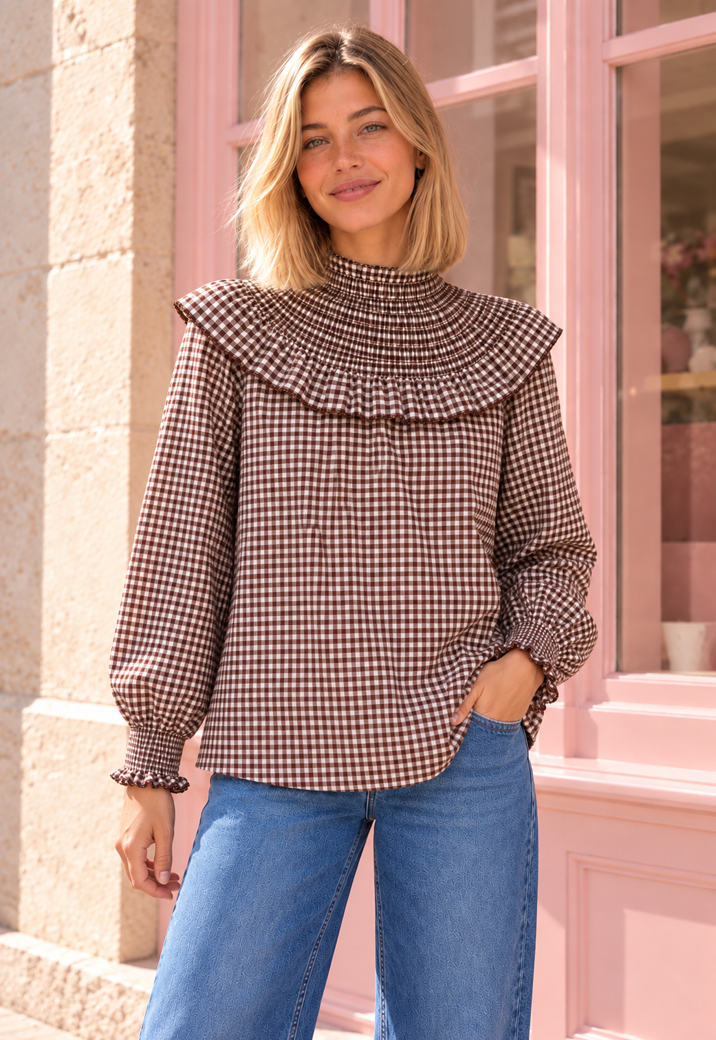 BLUSA MARIE VICHY BROWN