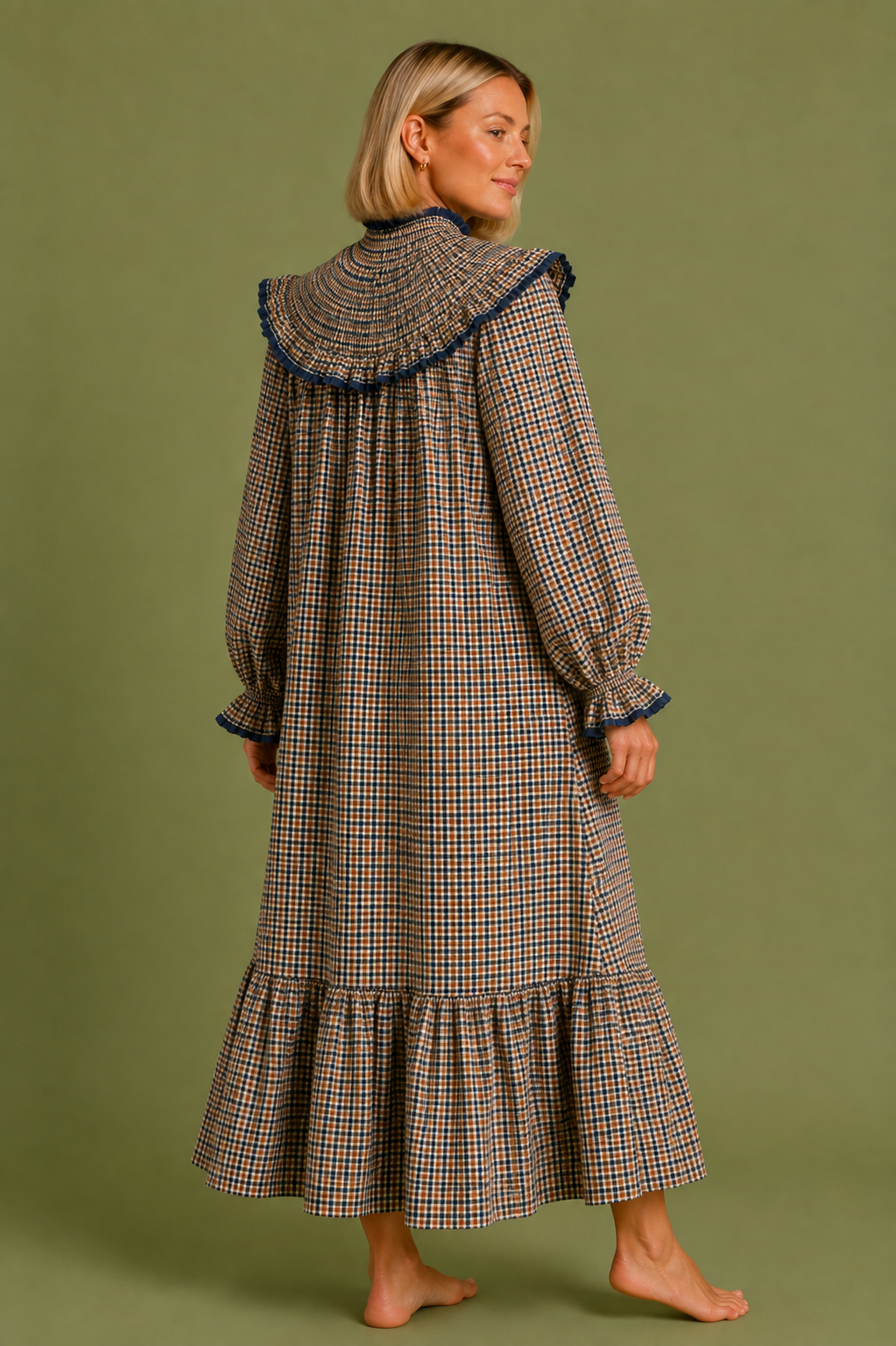 VESTIDO AMARETO VICHY MARINO