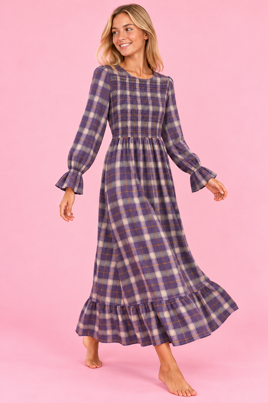VESTIDO MERCEDES BERENJENA