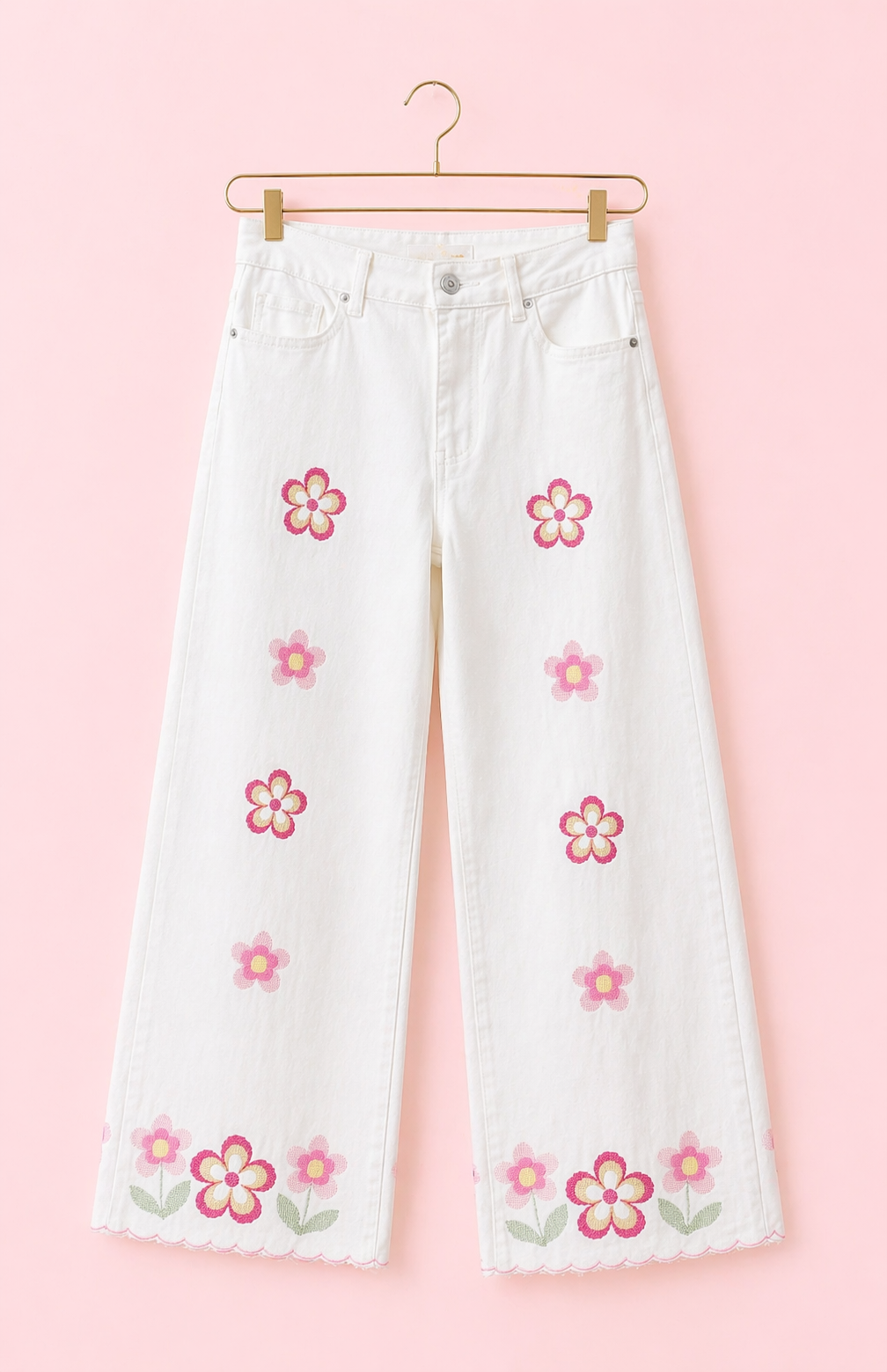 JEANS FLOWERS BLANCOS