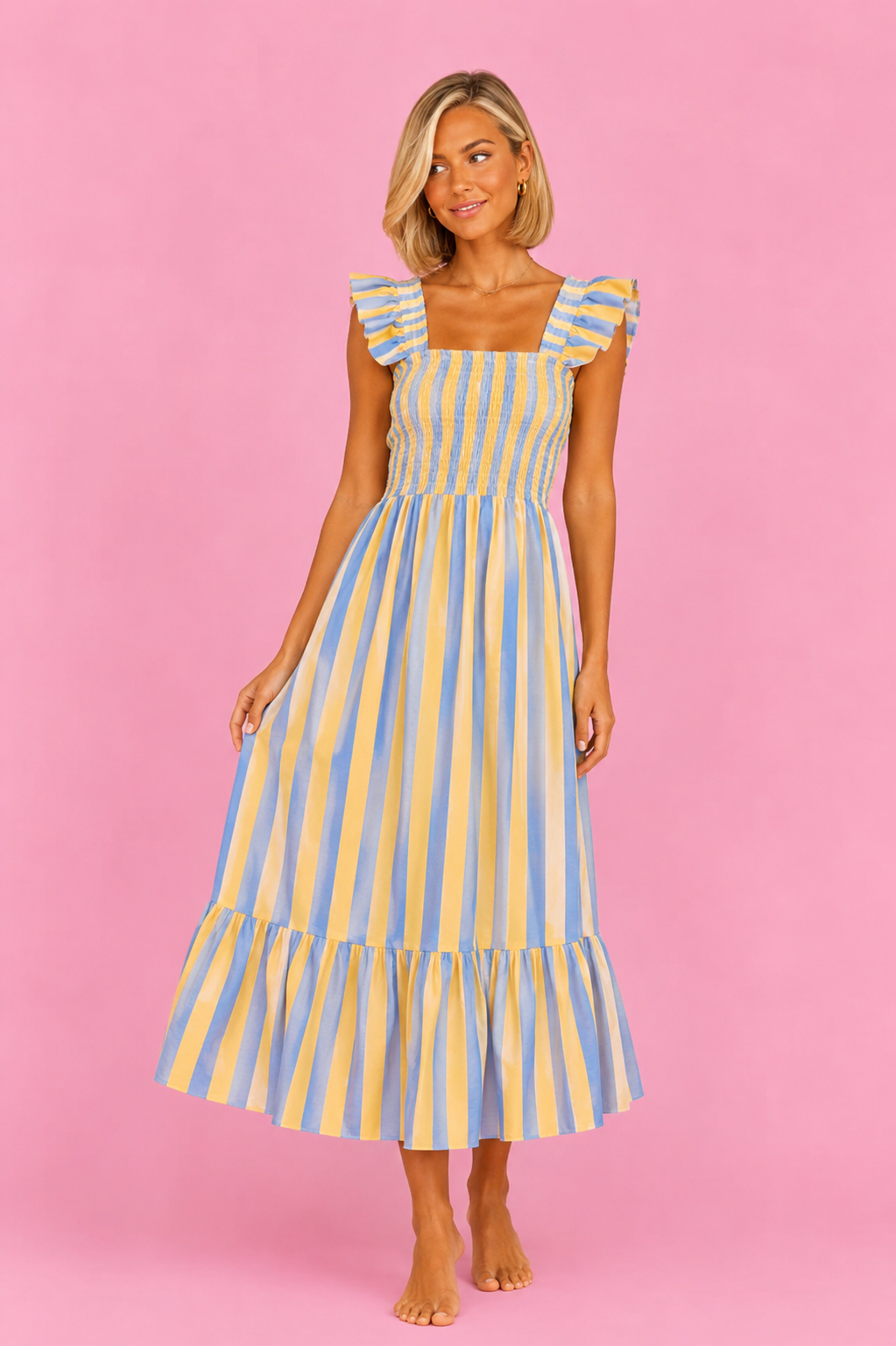 VESTIDO OLIVIA YELLOW&BLUE