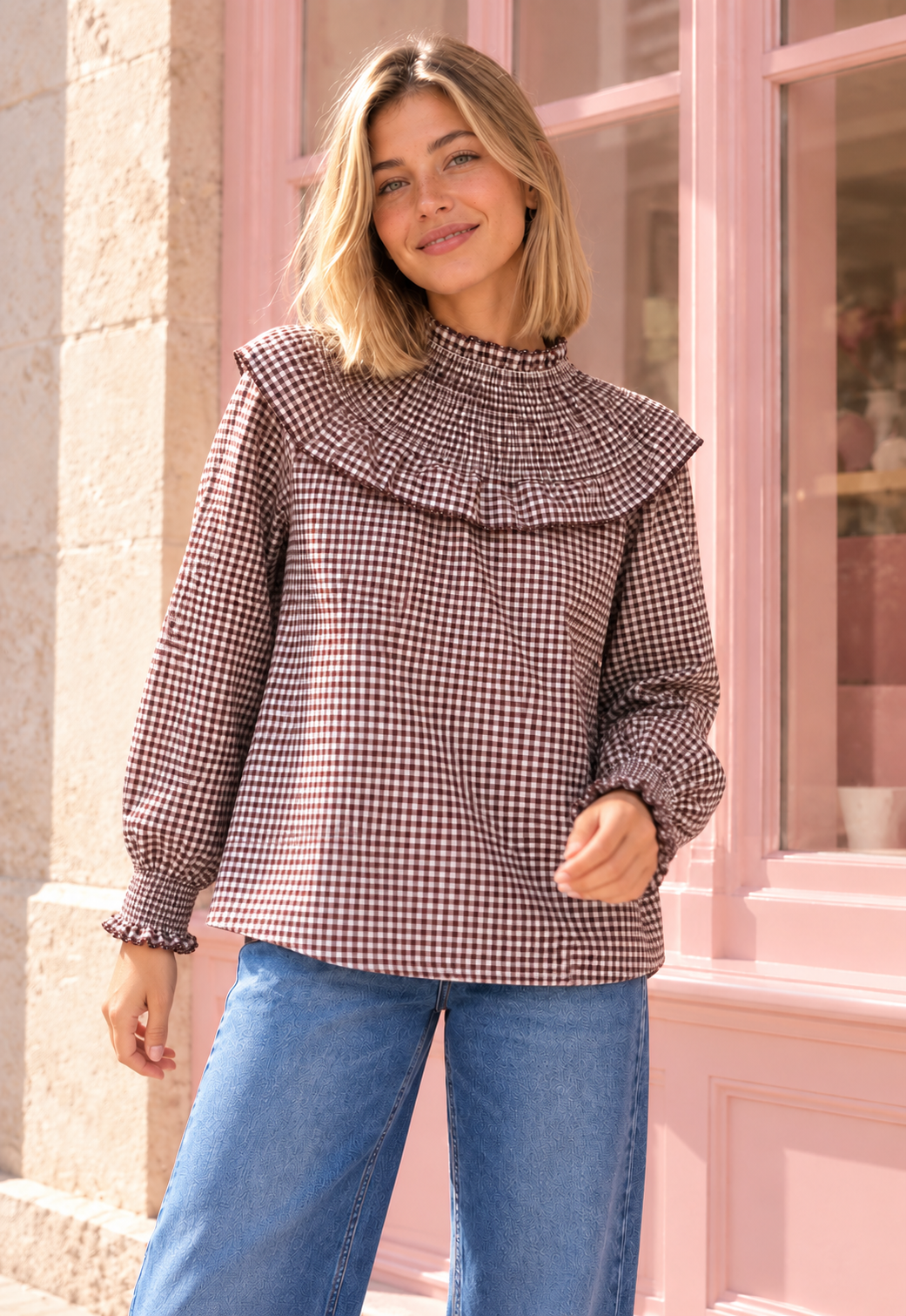 BLUSA MARIE VICHY BURDEOS