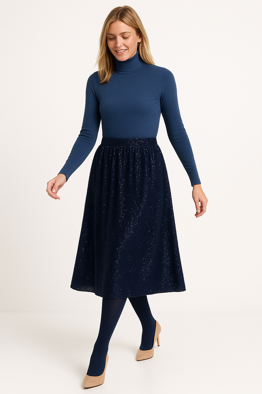 FALDA LENTEJUELAS MARINO