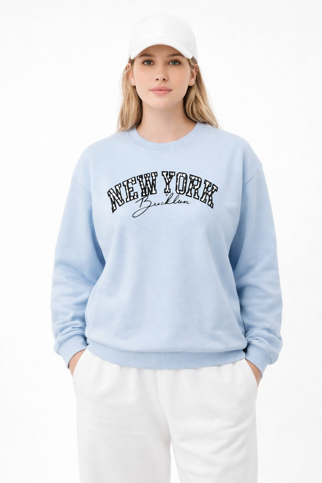 SUDADERA NEW YORK CELESTE