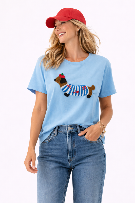 CAMISETA SALCHICHA CELESTE