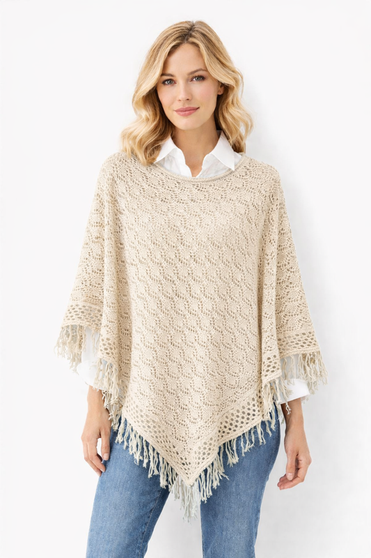 PONCHO HILO BEIGE