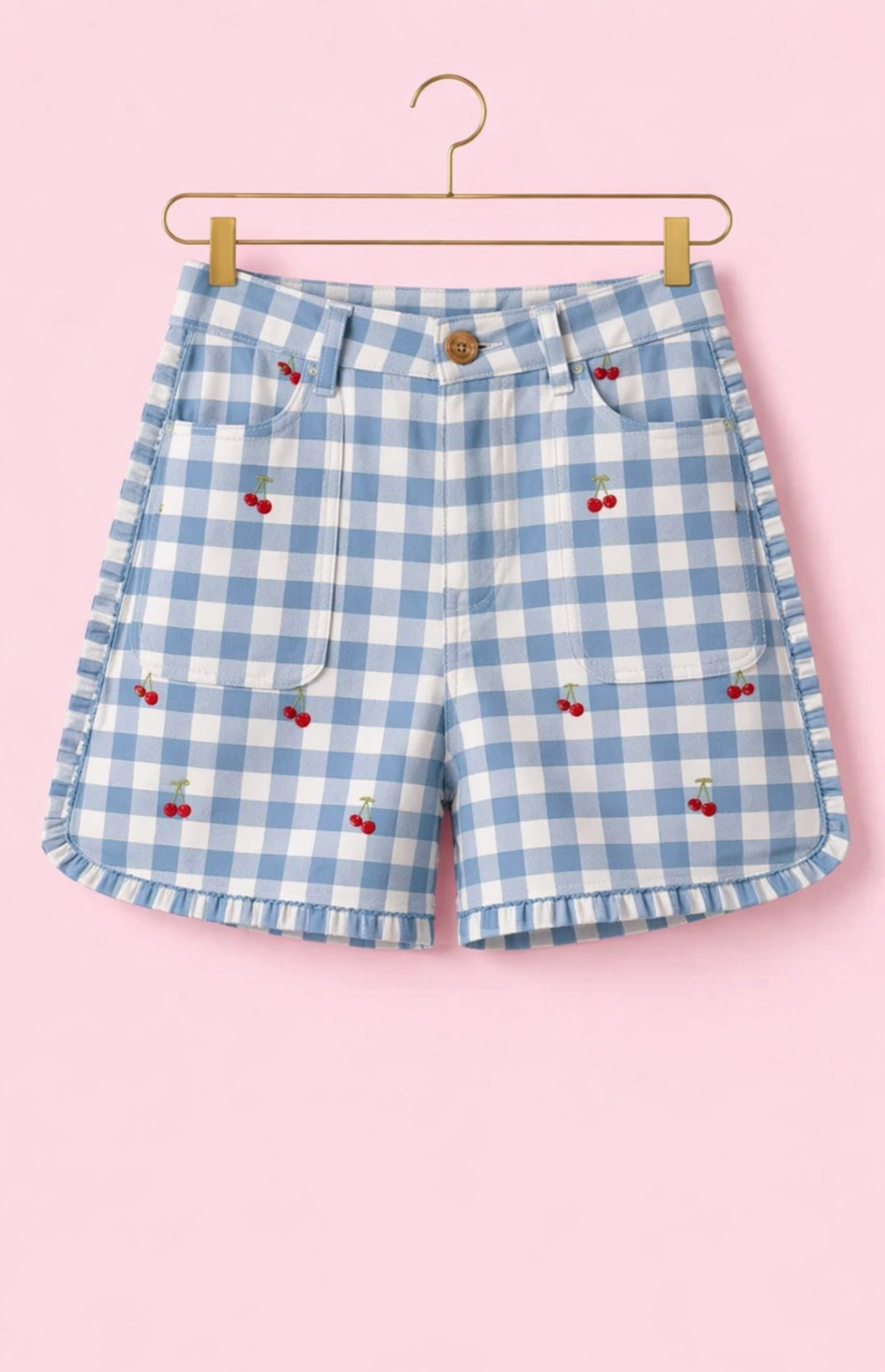SHORT VICHY CHERRY BLUE